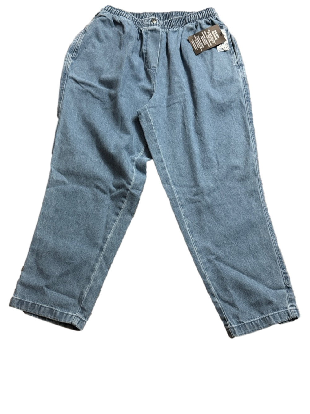 Woman Within Pull On Jeans Elastic Waist Tapered Light Wash SIZE 16W Petite NWT